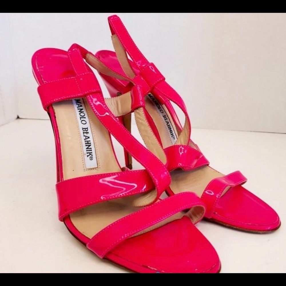 Manolo Blahnik Hot Pink Strappy Heels